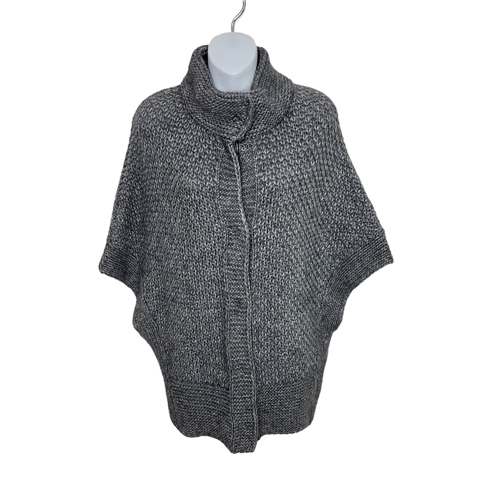 Elsamanda Poncho Sweater Women S Gray Alpaca Wool Blend Chunky Knit